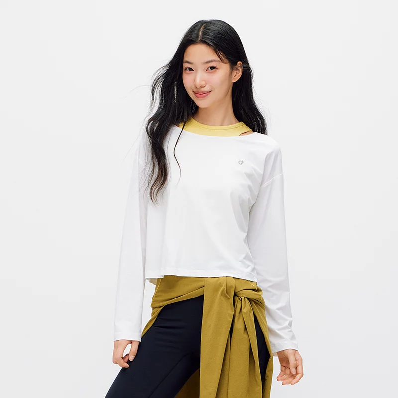 Фото Женская футболка Semir с длинным рукавом, влагоотводящая, быстросохнущая, укороченная, с вырезами, лето 2026 №5