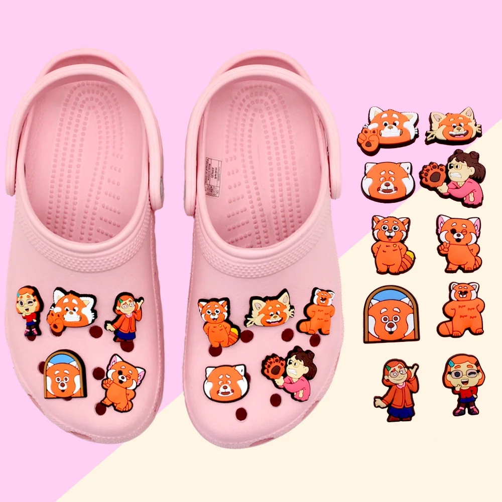 Забавные 1 шт. Симпатичные Кроксы для обуви мультяшный оранжевый енот