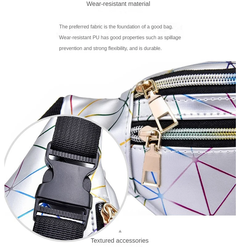 Fashion Geometric Sports Running Waterproof Waist Bag Sling Crossbody Custom Holographic Fanny Pack Waist Belt Pack Travel