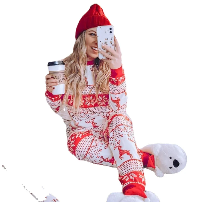 

Christmas Family Matching Pajamas Adults Kids Family Outfit Top+Pants 2PCS Xmas Sleepwear Baby Jumpsuit New Year's Clothes CC056