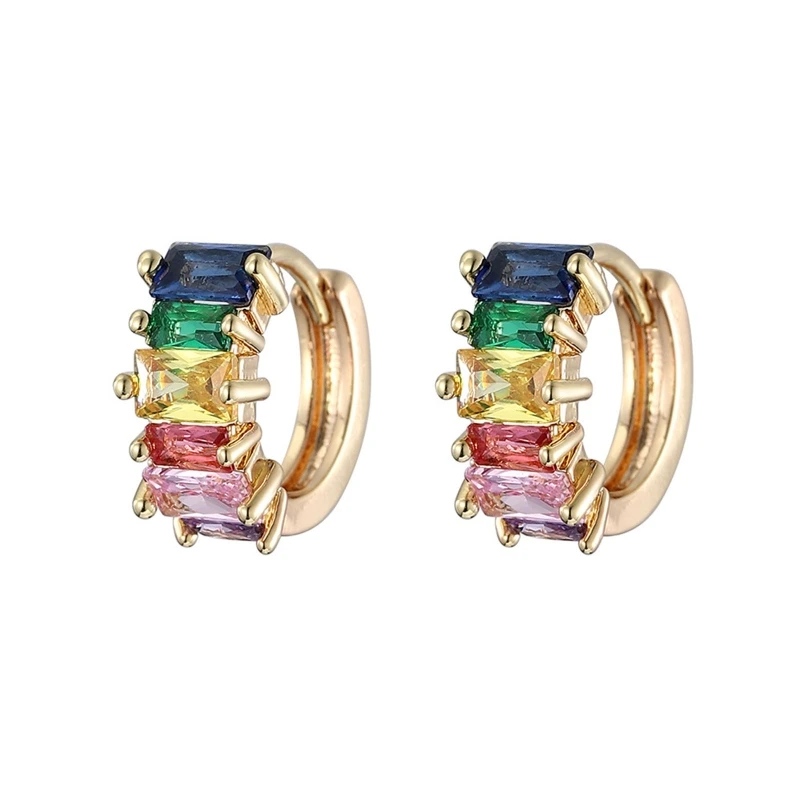 

Colorful Gemstone Hoop Earrings Clip-on 10mm Zircon Hoop Earrings 264E