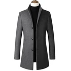 Осенне-зимнее шерстяное пальто мужское длинное пальтоделовой плотный мужской тренчкот Смешанное пальто с воротником-стойкой мужская одежда