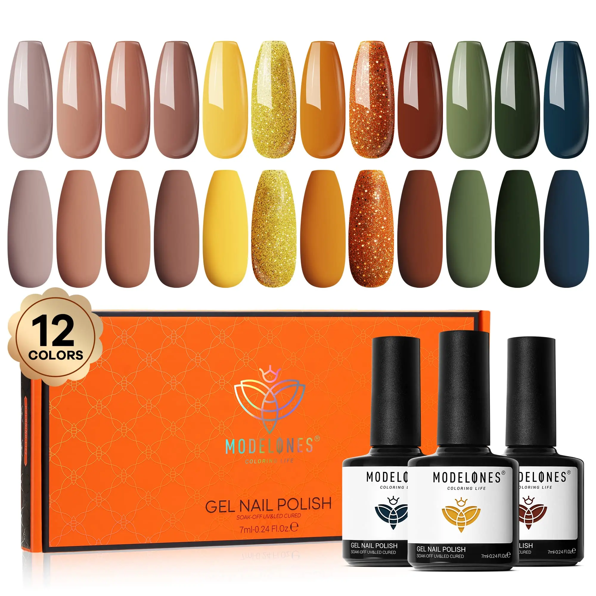 

Modelones 12pcs/box Nail Polish Set Glitter Matte Gel Nail Polish All For Manicure Semi Permanent Soak Off UV LED Gel Nail Kit