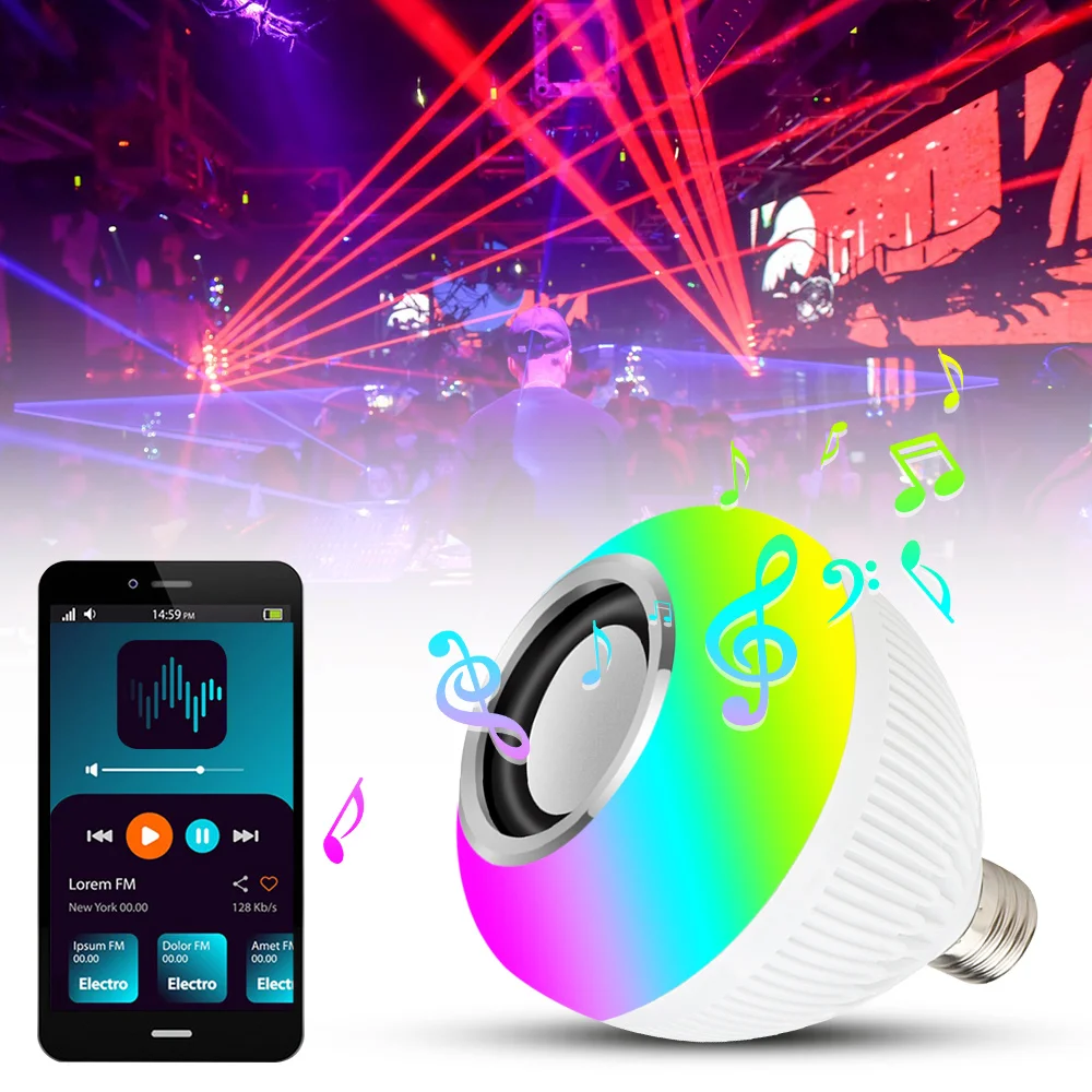 

Светодиодная лампа Bluetooth умная лампа Bluetooth динамик музыкальная лампа E27 умная лампа с регулируемой яркостью лампочка 12 Вт музыка RGB Декор свет