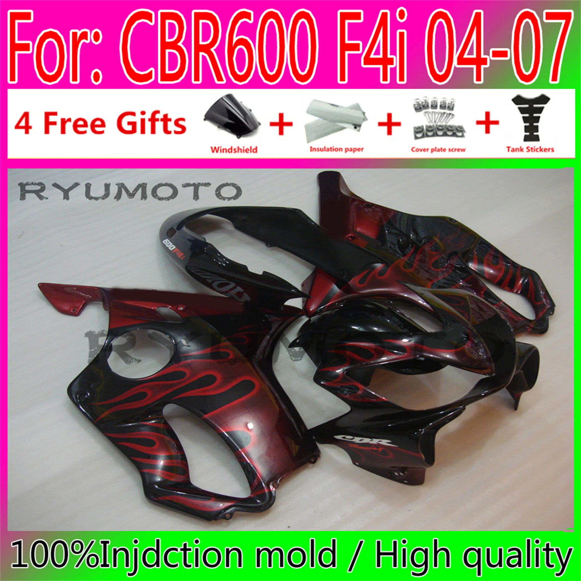 

Motorcycle Injection Mold Fairings Kit Fit for HONDA CBR 600 F4i 04 05 06 07 CBR600 2004 2005 2006 2007 fairing