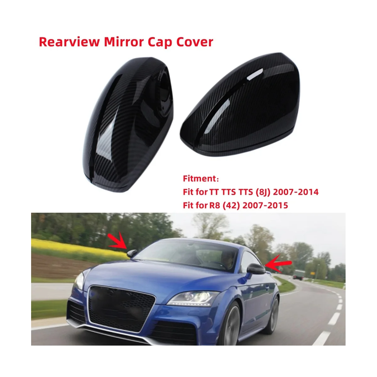 Накладка на боковое зеркало заднего вида для Audi TT TTS TTRS MK2 8J R8 42 2007-2014