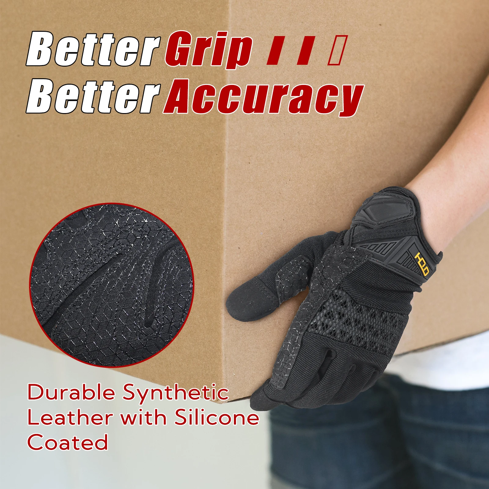 ne rękawice taktyczne HANDLANDY Rękawice robocze ze skóry syntetycznej z elastycznym uchwytem dla mężczyzn Oddychające