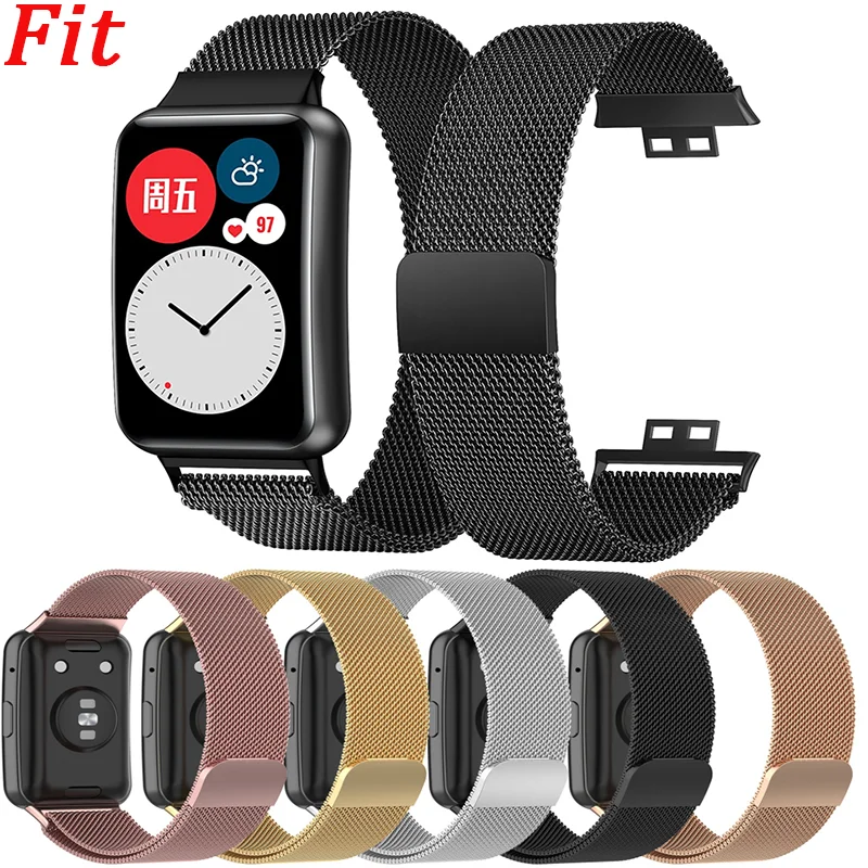 

Milanese Magnetic Loop Band For Huawei Watch Fit Stainless Steel Mesh Loop Bracelet Strap For Huawei Watch Fit 2022 Pride Bands