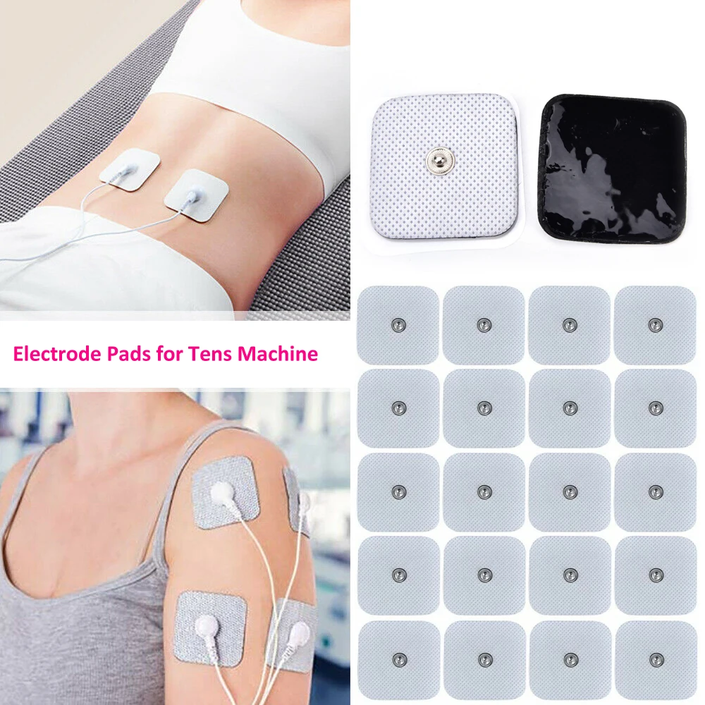 10/20Pcs 4*4cm Self Adhesive Replacement Electrode Pads For Acupuncture Tens Machine EMS Pulse Slimming Massager Therapy Snap On