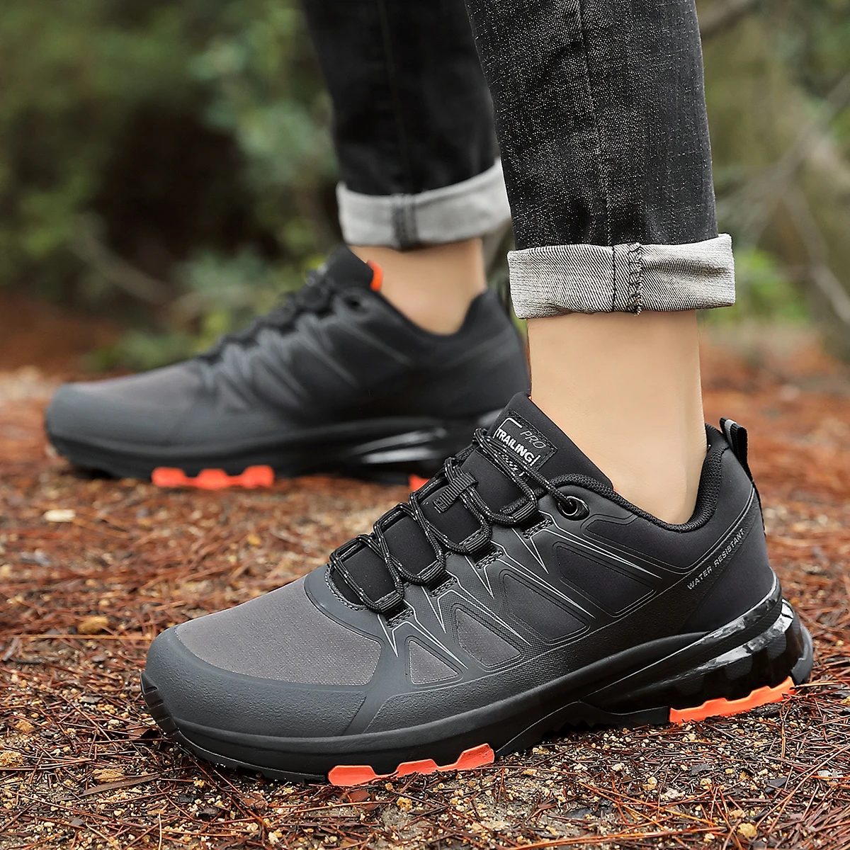 SALUDAS Men Sneakers Light Comfort Anti Slip Boots Waterproof Upper Cut Outdoor Walking Mountain Hiking Shoes Winter Sneakers