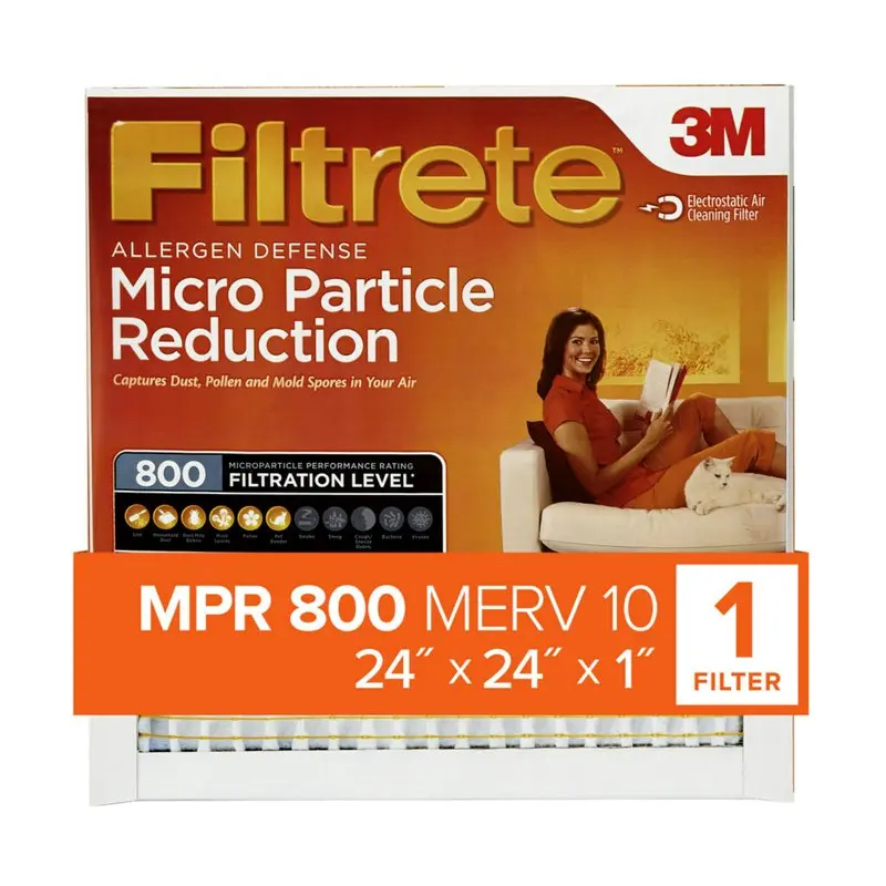 

, 24x24x1, MERV 10, Micro Particle Reduction HVAC Furnace Air Filter, Captures Pet Dander and Pollen, 800 MPR, 1 Filter Fine mes