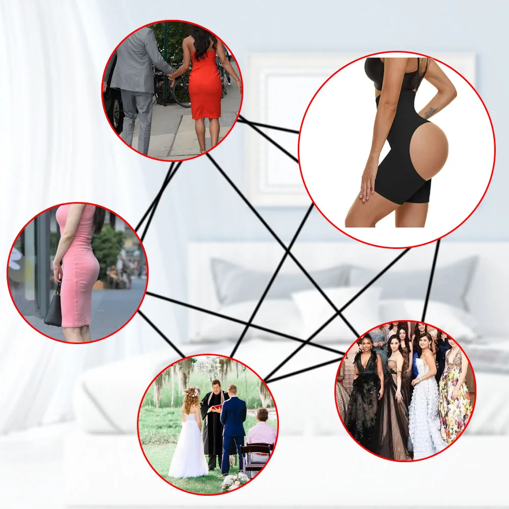 NINGMI Body Shaper Butt Lifter Women Waist Trainer Shapewear Push Up Strap Waist Cincher Tummy Control Panties Butt Enhancer