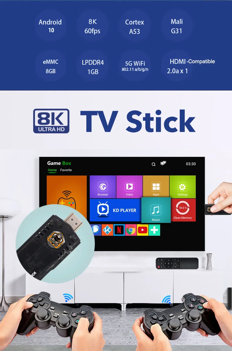 Игровая Консоль X8 4K С Двойным Мини-телевизором Видео Android TV Stick Для Netflix YouTube 1000