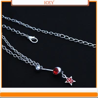 1pc five pointed star waist chain stainless steel navel chain crystal belly ring rhinestones navel stud alloy belly button ring