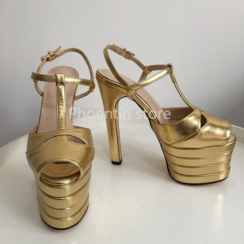 Женские босоножки на очень высоком каблуке Phoentin летние туфли-лодочки платформе