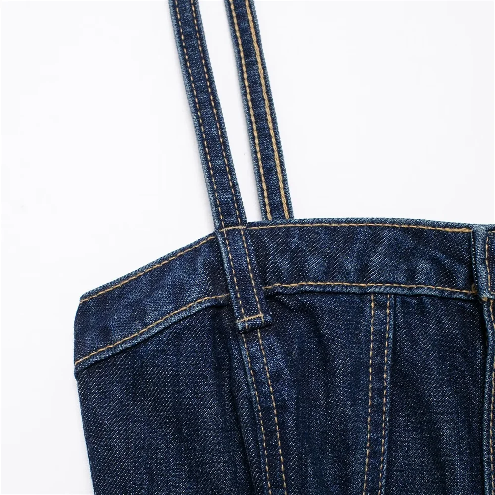 2024 женский осенний новый продукт хлопковый удобный синий ковбойский комбинезон