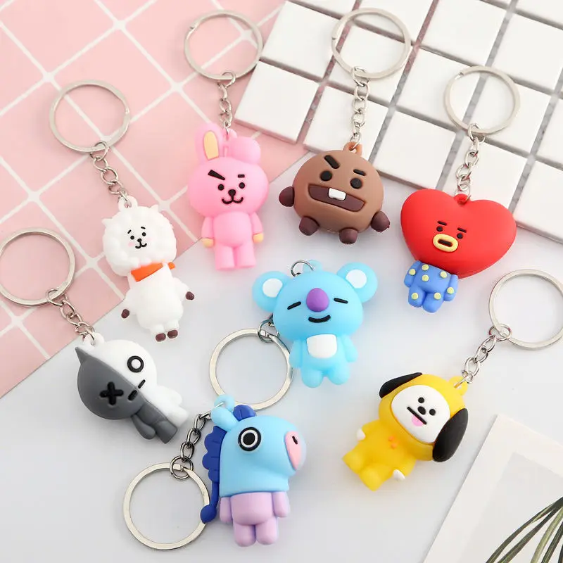 

BT21 Kawaii Cartoon series three-dimensional doll keychain men's and women's bags pendant accessories gift children's gift toys