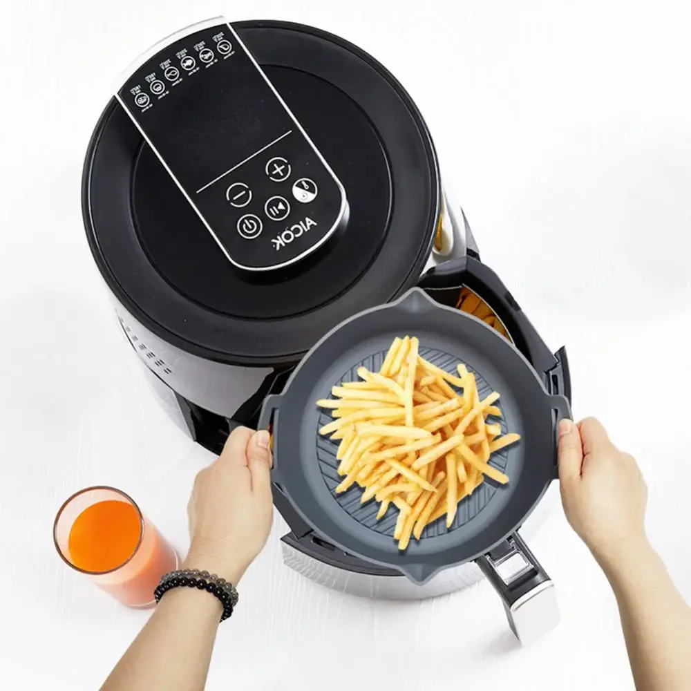 

For Airfryer Reusable Air Fryer Baking Basket Pizza Plate Fried Chicken Grill Silicone Pad Kitchen Accessories