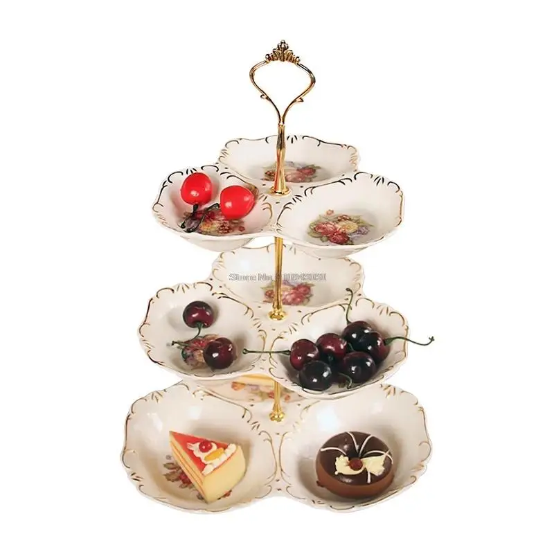 

Double Ceramic Fruit Plate Modern Creative Multi - layer Dessert Dried Fruit Plate Snack Plate Candy Plate