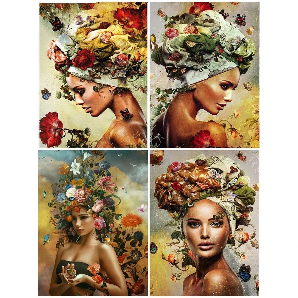 

5D Diy алмазная живопись Полный Портрет цветок женщина Алмазная мозаика Ститч внутренние картины Искусство Картина Декор для дома ручной раб...