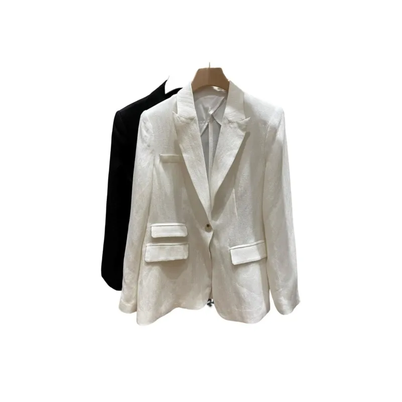 Весна 2022 новые женские пальто из хлопка и льна с карманами для повышения морали