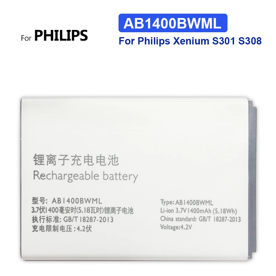 

AB1400BWML для Philips Xenium S301 S308 запасная батарея для мобильного телефона 1400mAh