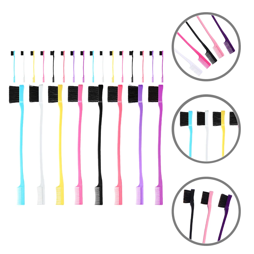 

24pcs Hair Brush Edges Brush Eyebrow Brush And Comb Eyebrow Grooming Tool Styling Comb Hair Smoothing Brush Double Sided Brush