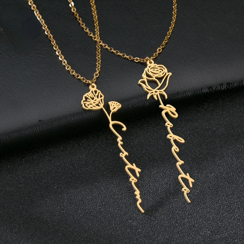 

Ожерелье под заказ с изображением розы для влюбленных, ожерелья с изображением золотого цветка, элегантные женские ожерелья, подарок для вл...