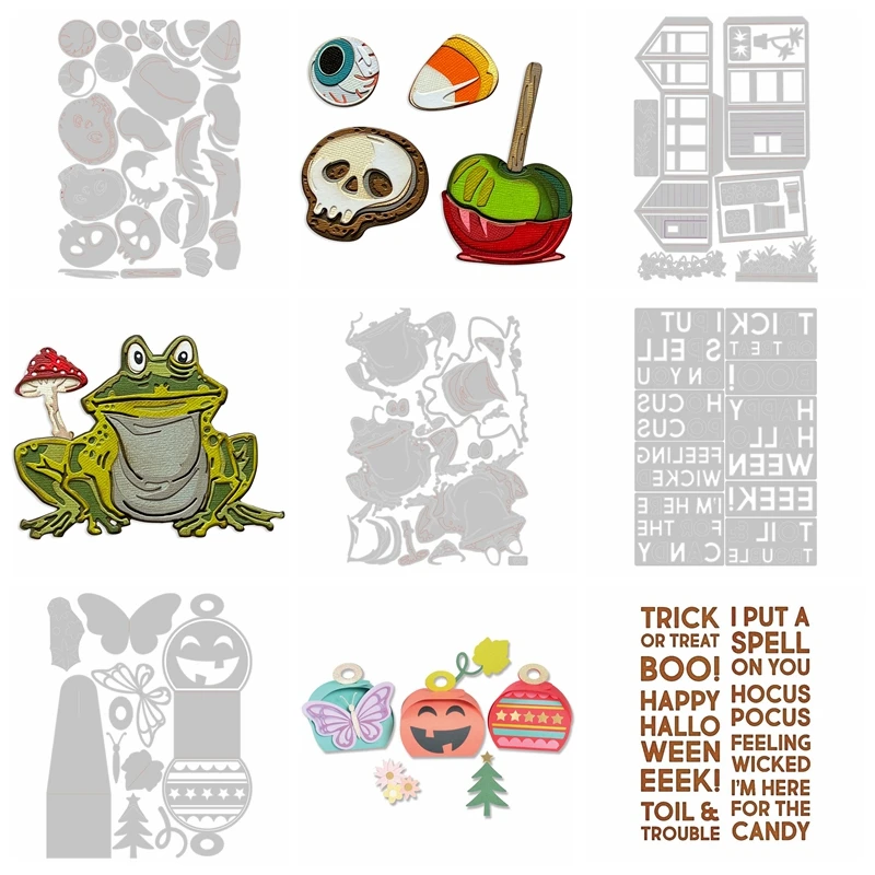 

2022 Новые поступления Рождественские высечки на Хэллоуин праздничная подарочная коробка Myron выдвижные садовые металлические высечки бумажная Открытка Скрапбукинг 08