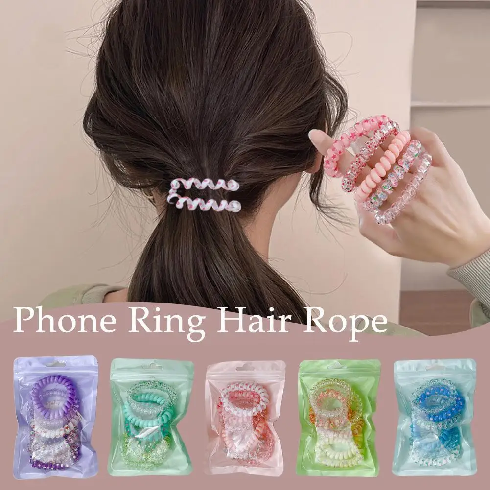 

Summer Girls Hair Rope Candy Color Elastic Telephone Women Band Stretch Ties Rope Band Head Ring Cord Hair Head Wire Ponyta M0U3