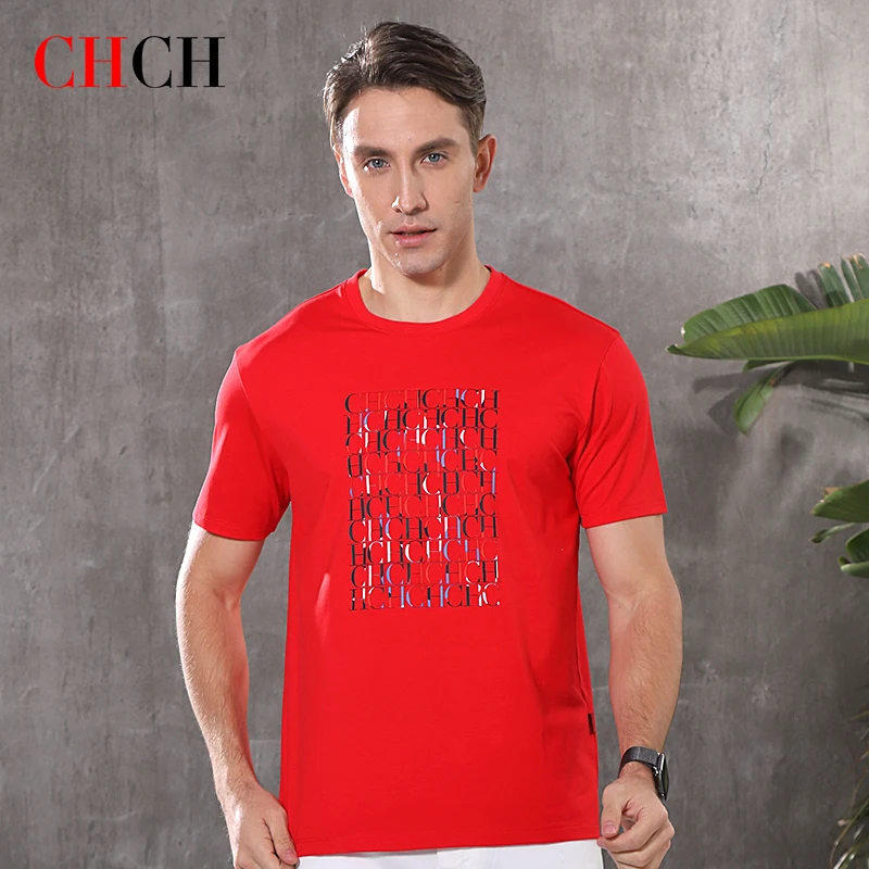 

CHCH Brand Quality Cotton T Shirt for Men O-neck Slim Short Sleeve Printed Graphic T Shirts Summer Tops Tees Men's Clothing