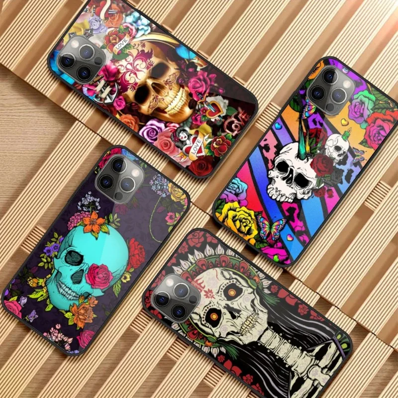 

Чехол Day of the Dead для телефона iPhone 14 13 12 11 XS X 8 7 6 Plus Mini Pro Max SE 2022 PC стеклянный чехол Funda Shell