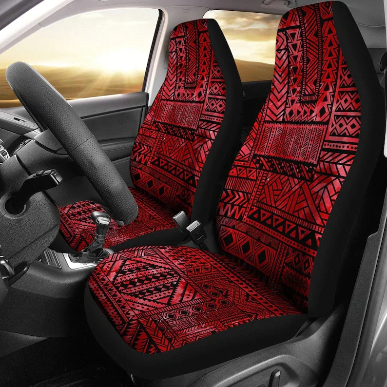 

Red Tribal Ethnic Aztec Boho Chic Bohemian Pattern Car Seat Covers Pair, 2 Front Seat Covers, Car Seat Protector, Car Accessorie