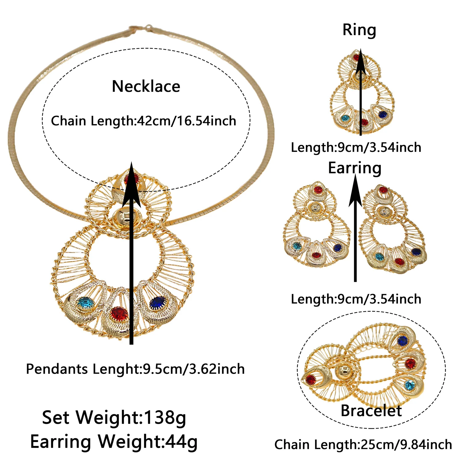 Роскошный набор ювелирных изделий Yuleili стильные крупные уникальные цветные