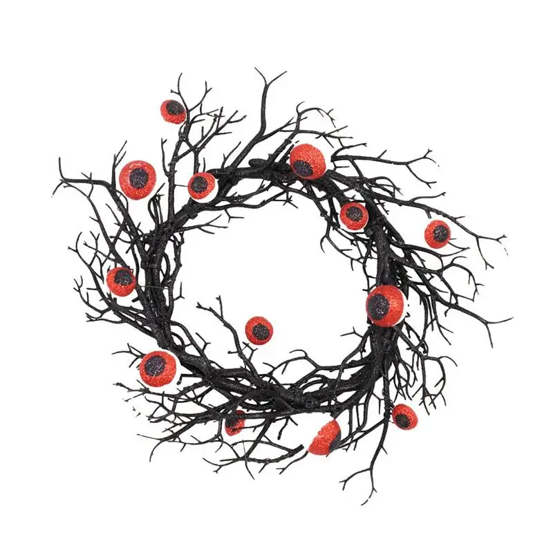 

Венок на переднюю дверь на Хэллоуин, искусственный венок, искусственное украшение, страшное светодиодное украшение, дюйма, венок, жуткая декорация для дома на Хэллоуин