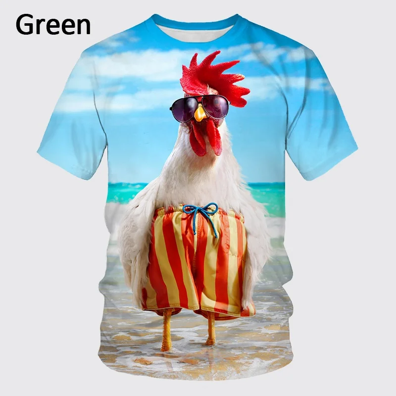 

2023 Men's T-Shirts Funny Clothes Summer Short Tops Chicken Graphic Print Animal Tees Casual Fashion Oversized T Shirt Camiseta