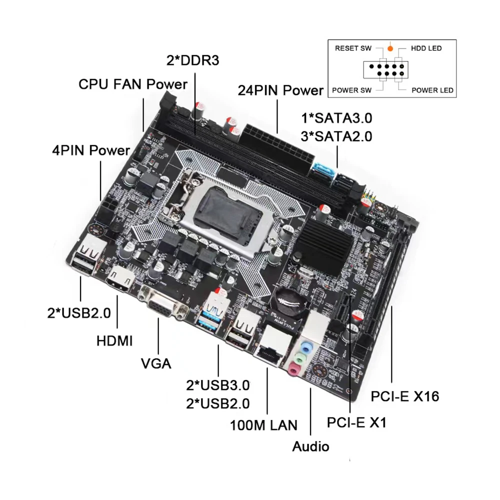 Материнская плата MUCAI B75 LGA 1155 комплект с процессором Intel core i7 3770 и DDR3 16 Гб (2*8 ГБ) 1600