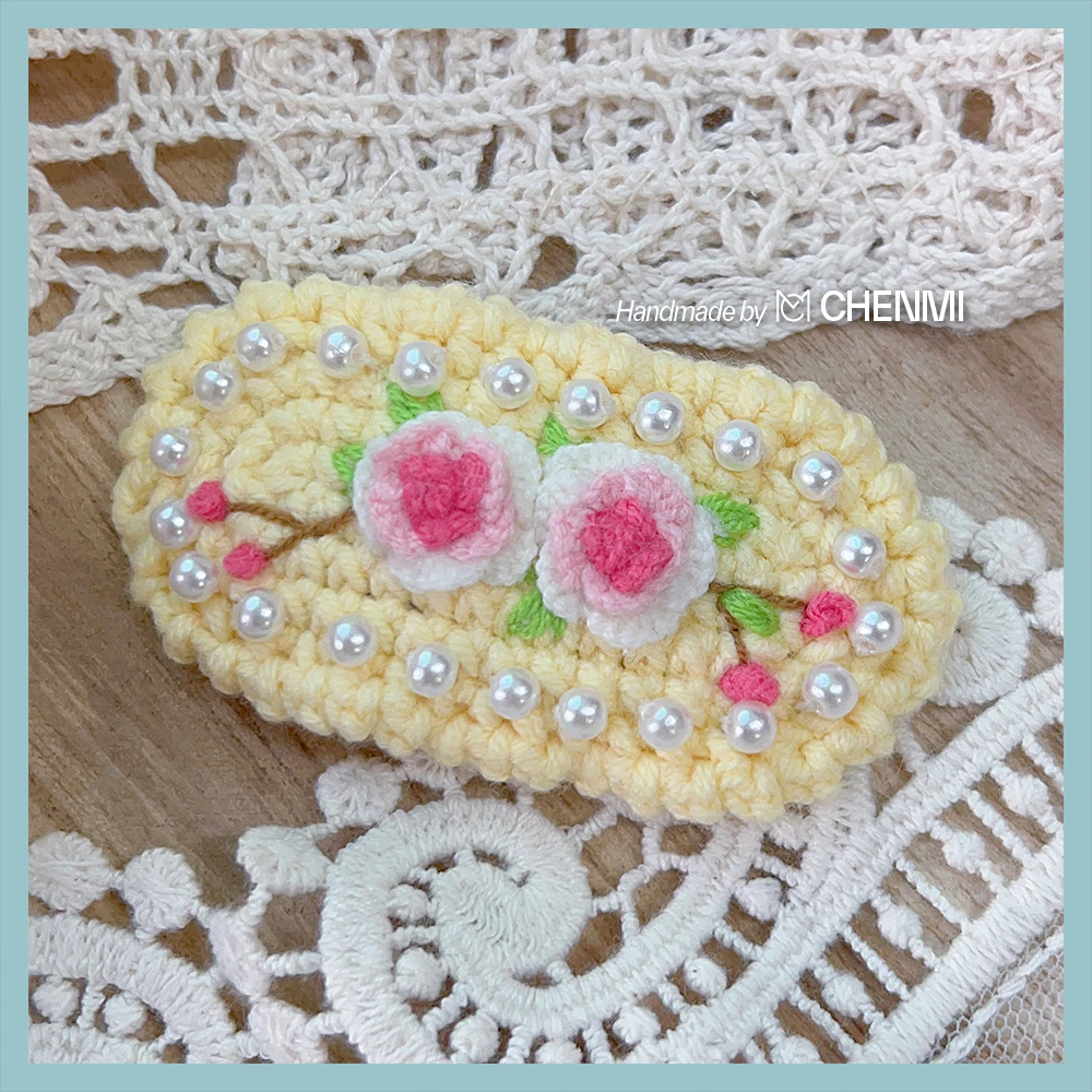 

Женская заколка для волос ручной вязки с вышивкой из шерсти