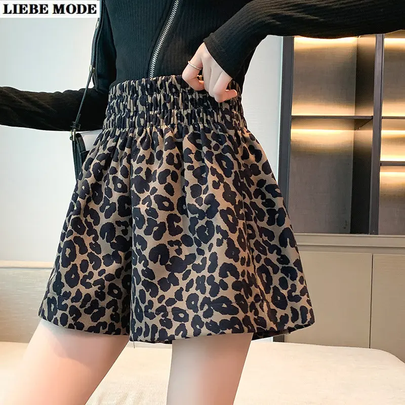 

Летние сексуальные леопардовые шорты 2023, женские эластичные короткие брюки с высокой талией и широкими штанинами, женская уличная одежда Y2k, повседневные шифоновые шорты