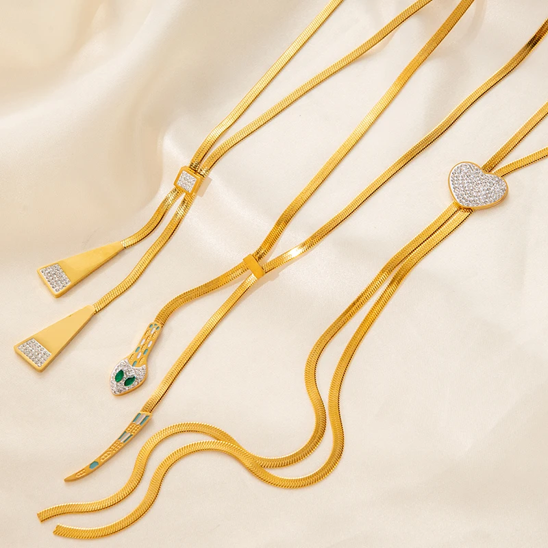 Женское Винтажное Ожерелье-цепочка В Форме Змеи ENSHIR Из Нержавеющей Стали 316L С