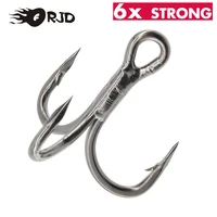 orjd 5pcs 6x strong treble hook fishing hooks black nickel triple hook 2 4 6 8 anchor hook high carbon steel fishing tackle