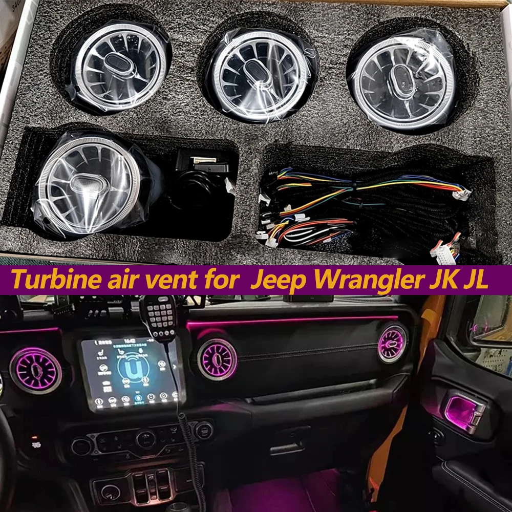 

Переднее вентиляционное отверстие турбины для Jeep Wrangler JK JL, светильник для Jeep Wrangler JK 2007-2022, освещение, вентиляционная неоновая лампа