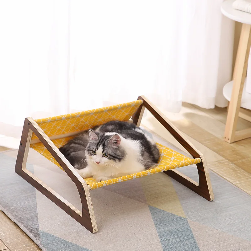 

Solid wood cat hammock four seasons universal medium pet nest home floor-to-ceiling pet sofa cat nest pet cushion