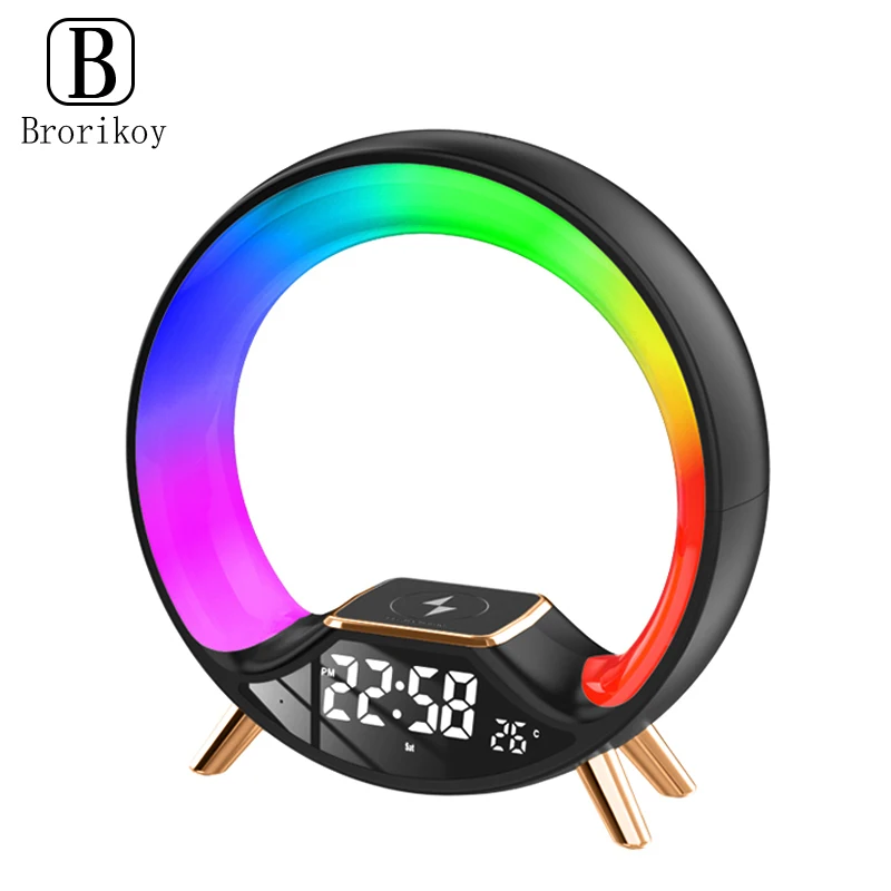 S Led Clocks Moon Atmosphere Lamp Night Lights Speaker Touch