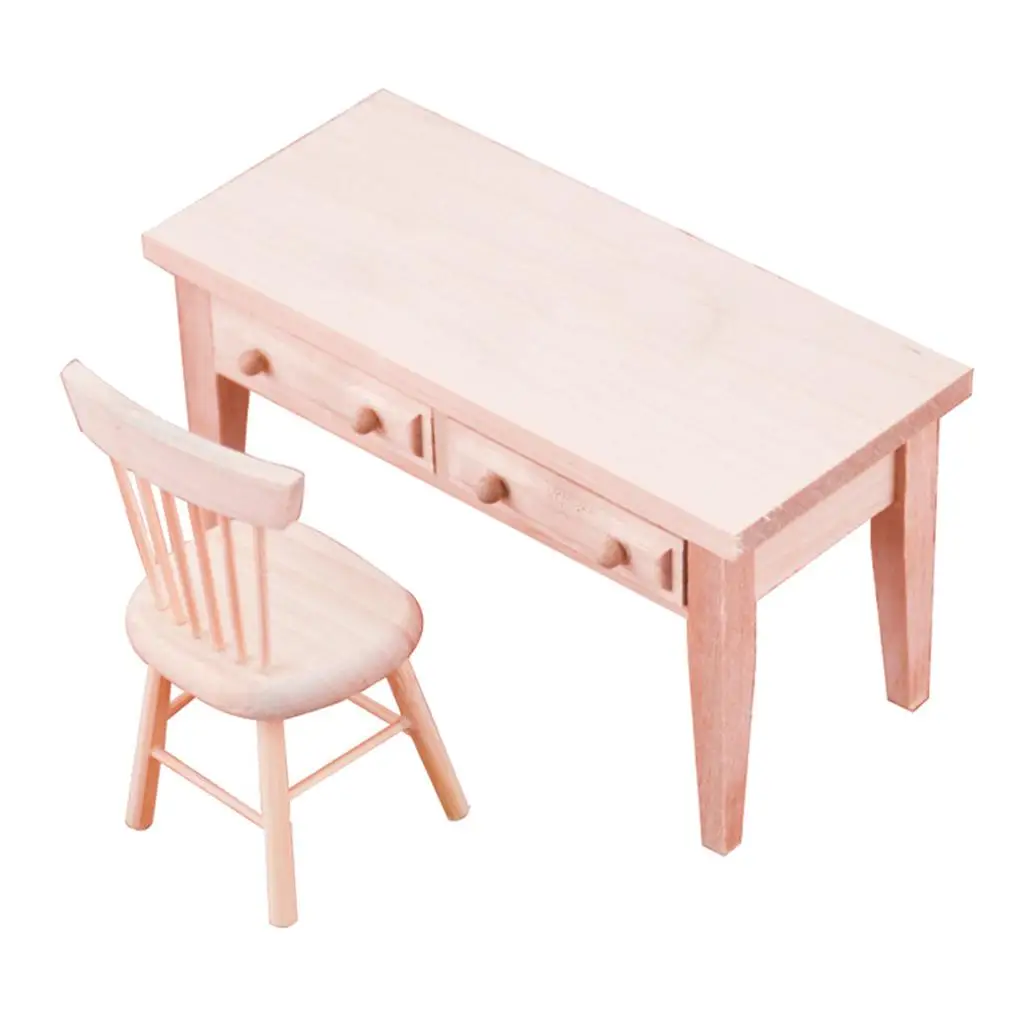 

1:12 Scale Miniatures Table And Chair Model Set Room DIY Scenes Decoration