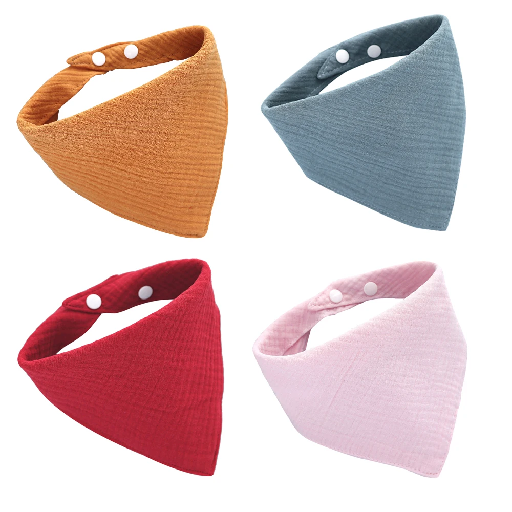 

Baby Feeding Drool Bibs Cotton Accessories Newborn Solid Color Snap Button Soft Triangle Towel Baby Bibs Baby Bibs