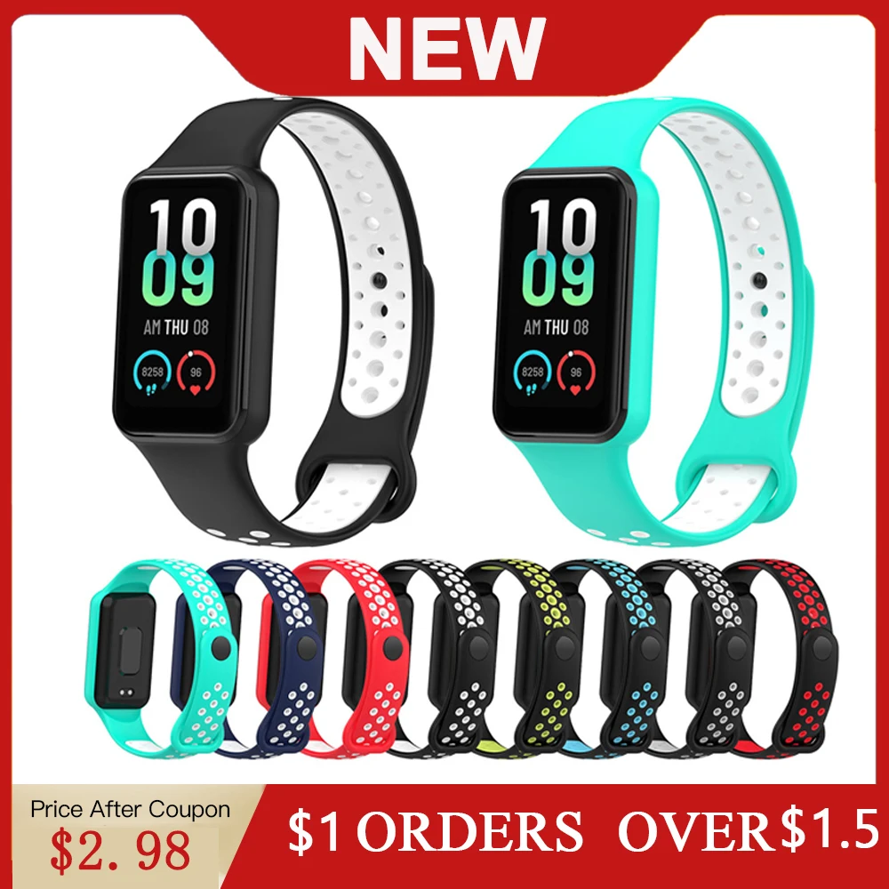 

Silicone Watch Strap For Huami Amazfit Band7 Band 7 Smartwatch Watchband For Men Women Watch Belt Wristband Two Color Bracelet
