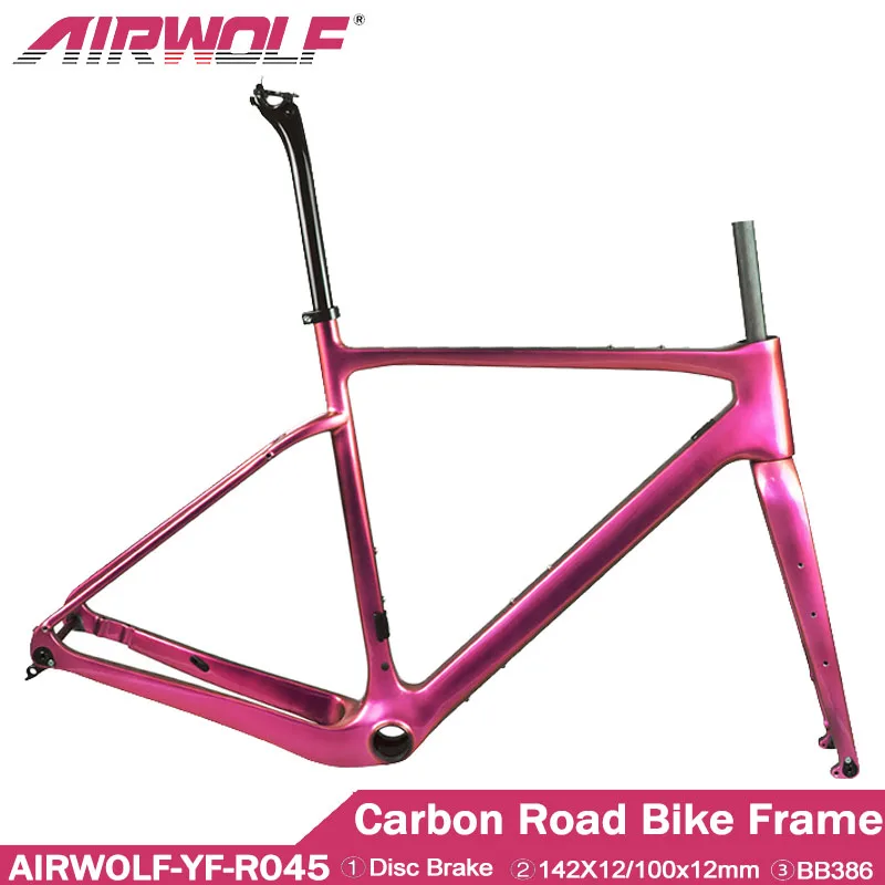 

AIRWOLF, ультра яркий вес T1100, карбоновая рама для дорожного велосипеда, дисковый тормоз, полный Скрытый Кабель, набор рамок для гоночного велосипеда, гарантия 2 года
