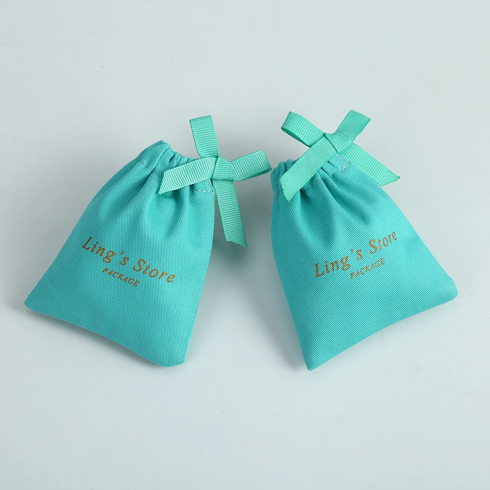 50 Personalized Jewelry Packaging Wedding Favor Bags Small Cotton Canvas Bags Custom Logo Mini Drawstring Bag Jewelry Gift Pouch