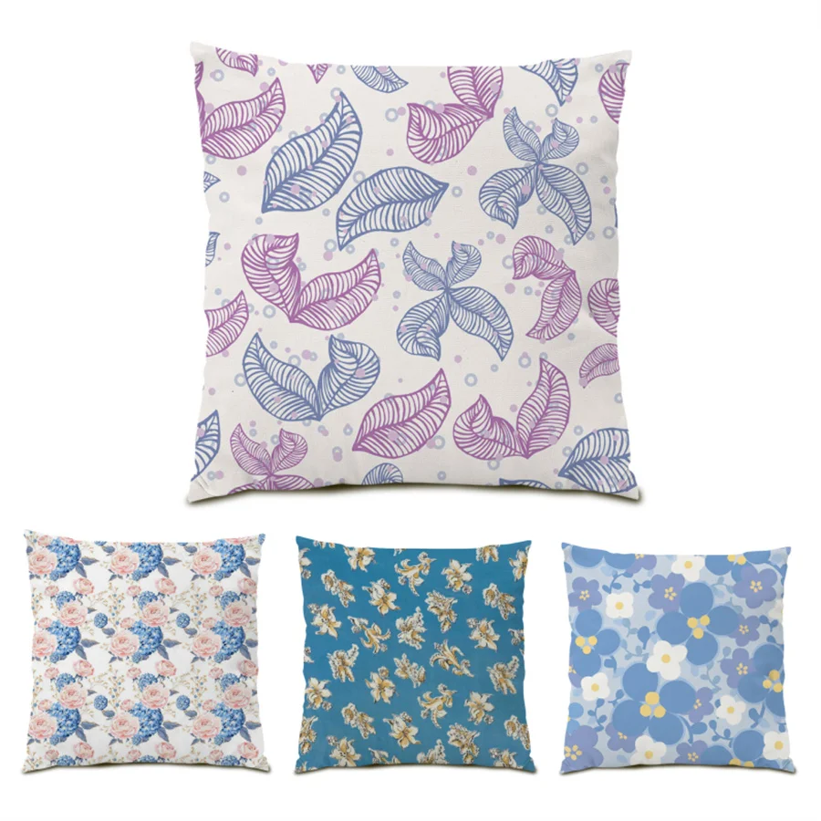 

Simple Sofa Decorative Floral Polyester Linen Home Decoration Comfortable Living Room Decoration Velvet Pillowcase Cover E0429